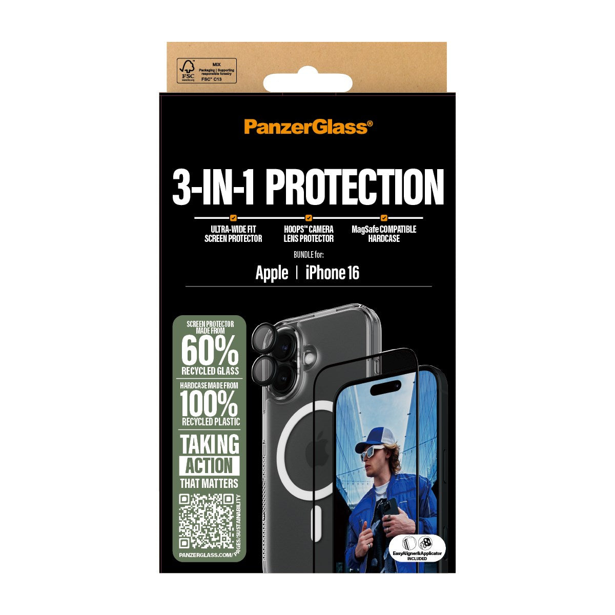 PanzerGlass® 3-in-1 Schutz Set iPhone 16